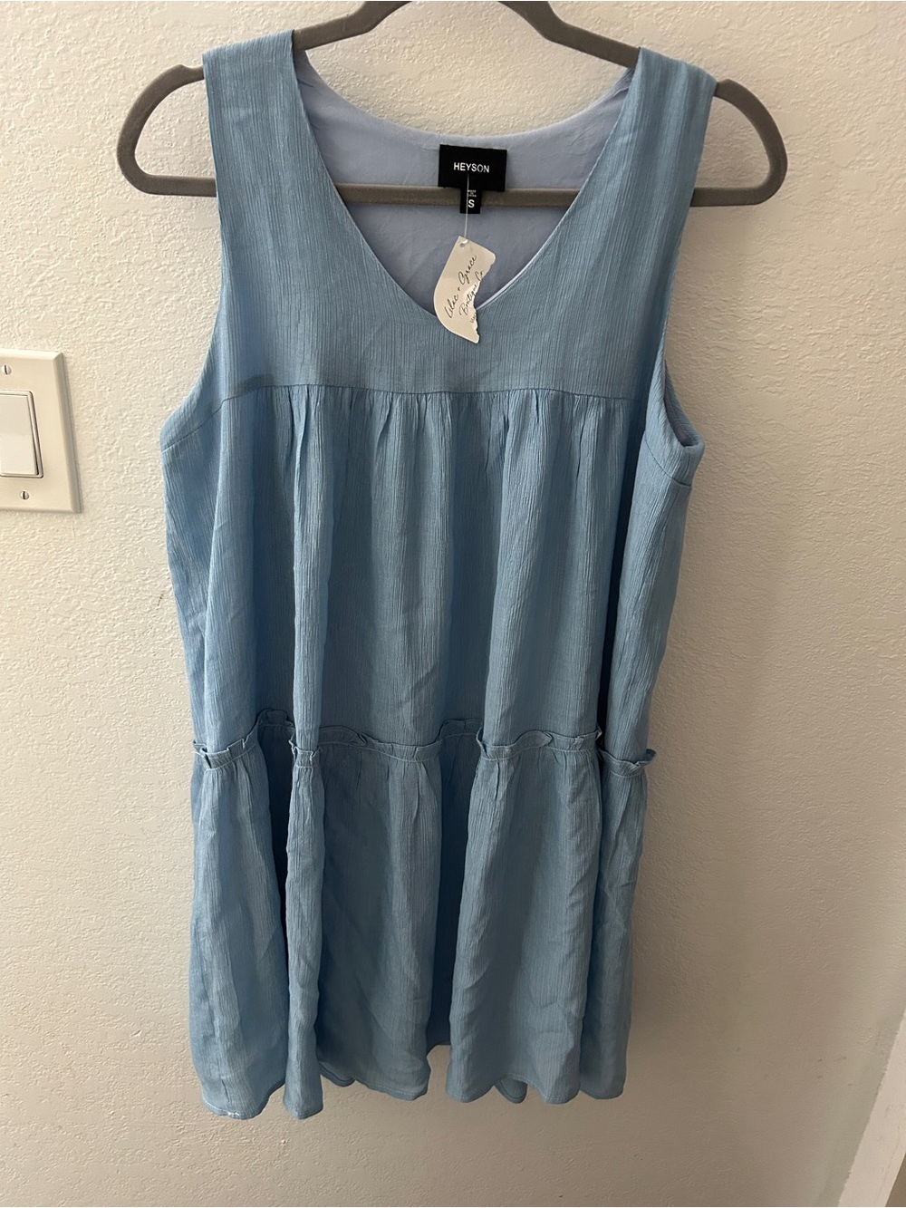 Heyson Light Blue Sleeveless Tiered Casual Dress
